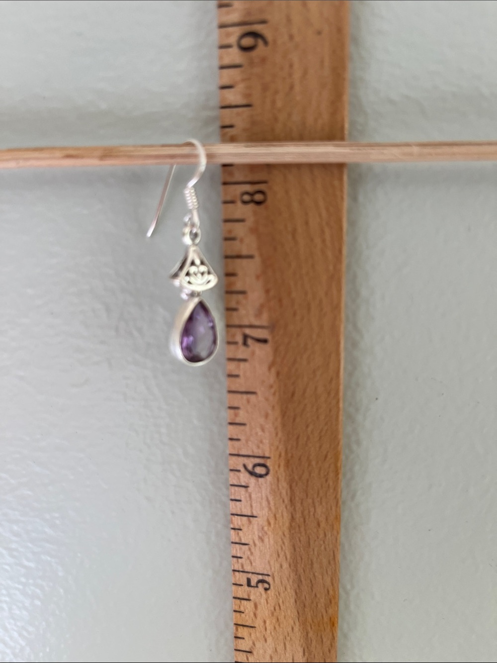 Amethyst Sterling SilverTeardrop Dangle Earrings - Picture 6 of 6